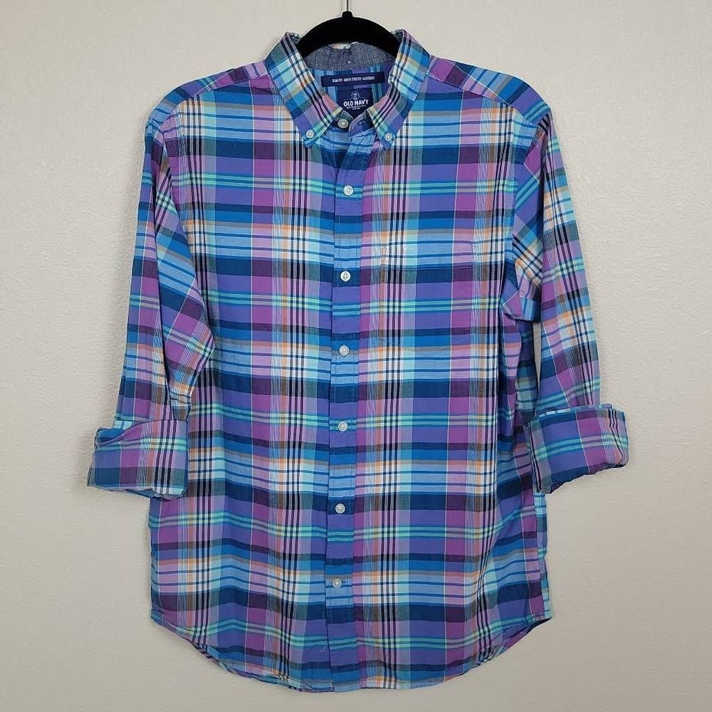 ON Slim Fit Plaid Button-down, Size Medium